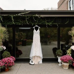 Ethereal White Bridal Gown with Lace Train